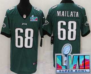 Men & Women & Youth Philadelphia Eagles #68 Jordan Mailata Limited Green Super Bowl LVII Vapor Jersey